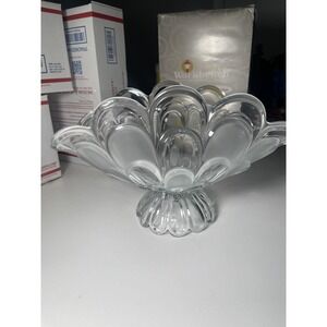 1950's Bohemia Czech Crystal Large 12" Scalloped Frosted Bowl